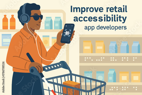 Visually Impaired Shopper Using Screen Reader App in Grocery Store
