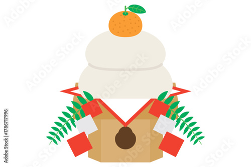 鏡餅　鏡もち　正月　イラスト素材