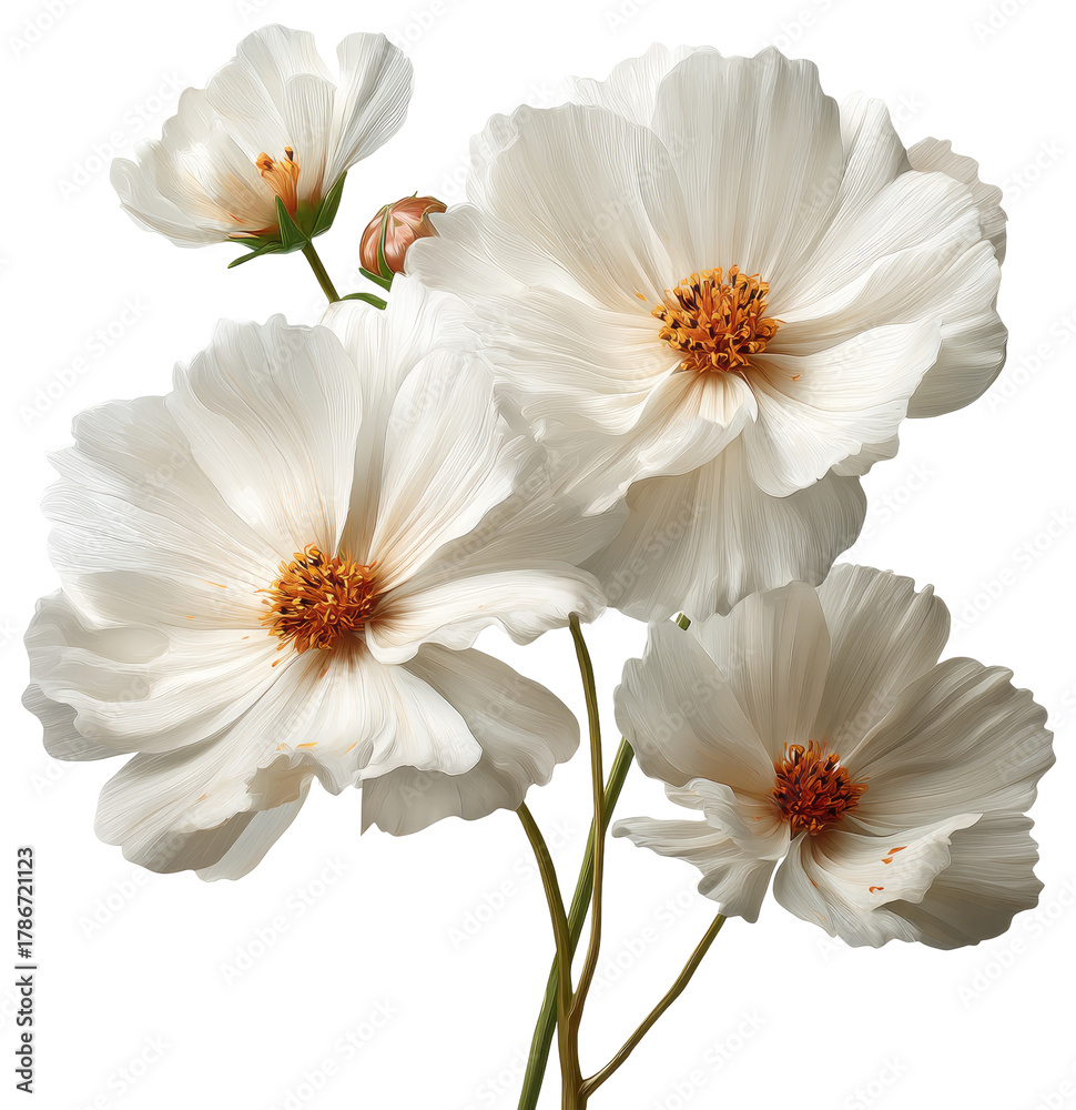 Obraz premium Close-up of delicate white cosmos flowers