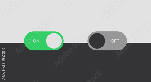 Conceptual on and off switch, representing power control, digital functionality and modern design