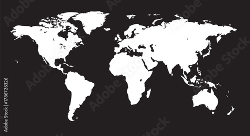 world map on black background