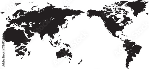 A black and white map of world