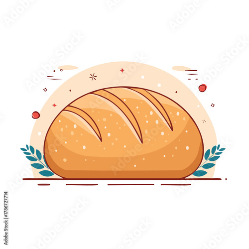 Vector illustration of freshly baked bread with decorative elements