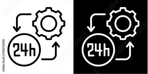 24 Hours  Icon Set White Style Collection