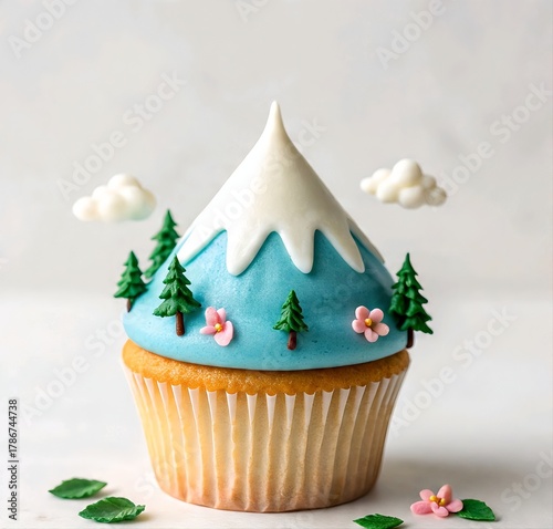 Cupcake Shaped Like a Snowy Mountain