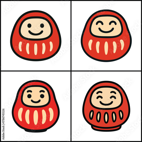 Japanese daruma dolls with transparent background
