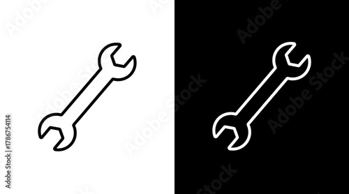 Wrench  White Icon Set Design