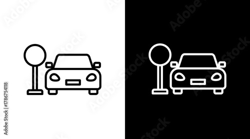 Parking  White Icon Set Design