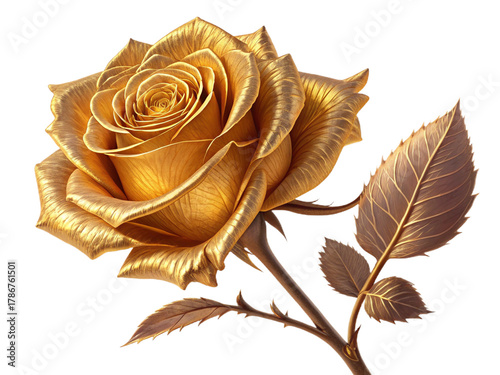 Gold rose isolated on a transparent background