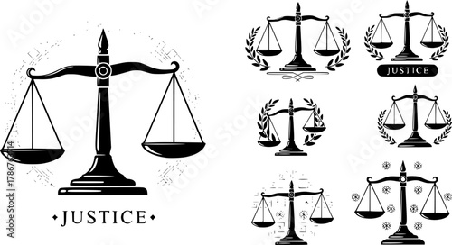 Weight balance scale silhouette, Justice weight scale silhouette, Weight balance scale, Justice weight scale, Balance scale clipart, Weight balance scale vector set.