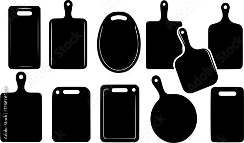Kitchen cutting boards, Kitchen cutting boards silhouette, Cutting board silhouette, Cutting board, Board silhouette set
