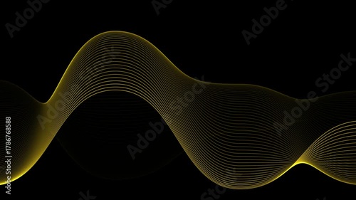 Golden Abstract Wave on Black Background - Modern Design.