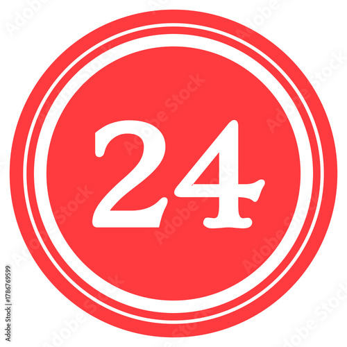 Red circular design with number '24' at the center