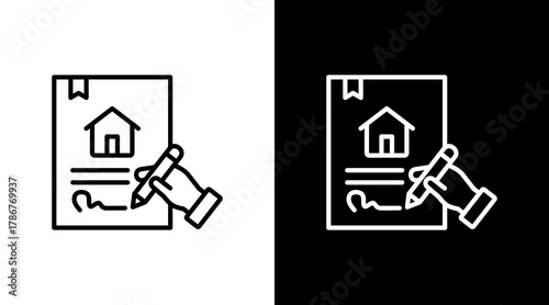 Contract Signing  White Icon Set Design