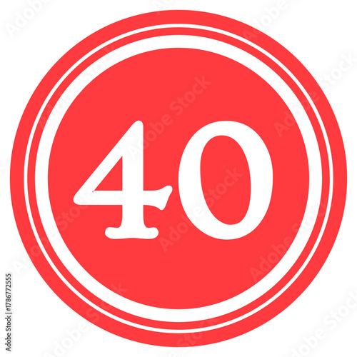 Red circular design with number '40' at the center