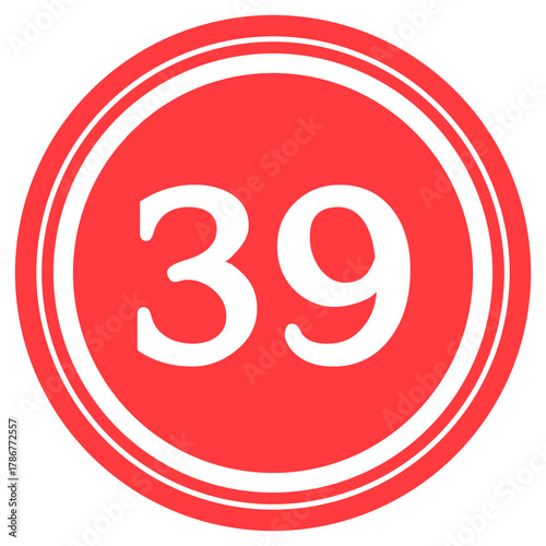 Red circular design with number '39' at the center