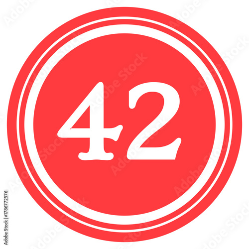 Red circular design with number '42' at the center