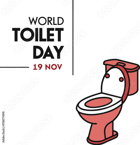 World Toilet Day Graphic with Red Toilet and Global Sanitation Awareness Design.