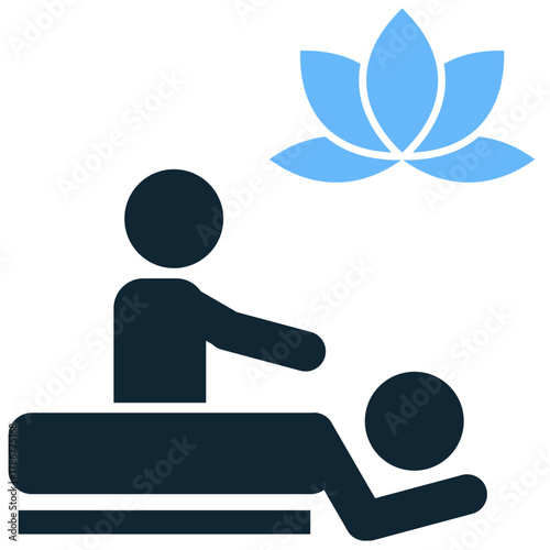 Body Massage Icon Vector Ideal for spa, therapy, wellness, and relaxation service promotion, and graphics related to physical treatment.