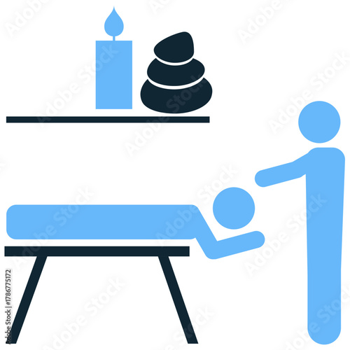 Relax Massage Icon Vector Ideal for spa, mental wellness, and stress-relief concepts, focusing on tranquility and comfort during treatment