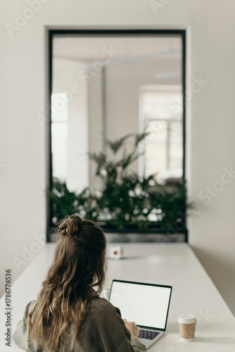 woman using laptop