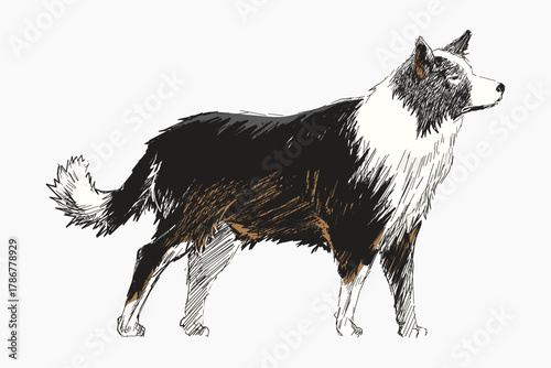 Boder Collie dog animal illustration vector