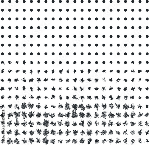 The texture consists of dots, where at the bottom they are heavily distorted.