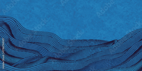 青　波　和柄　模様　背景