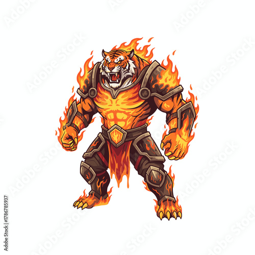 Harimau margasatwa kartun vektor ilustrasi imut-imut karakter hewan liar maskot