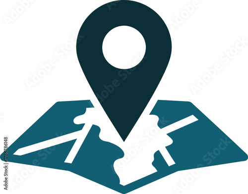 Map location icon representing travel tourism destination and navigation concept