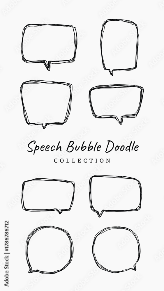 Obraz premium A collection of simple lines hand drawn speech bubbles in various shapes. Set of simple of hand drawn speech bubbles in various sizes and shapes. Set of simple lines hand drawn speech bubbles