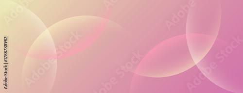 Soft pink background with overlapping circles. The background has a gradient texture, blending pink and yellow hues smoothly. Minimal abstract circles vector gradient background