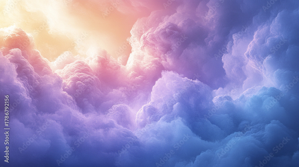 Fototapeta premium Colorful cloud with soft light and smooth gradient creating dreamy and peaceful atmosphere in sky at sunset or sunrise