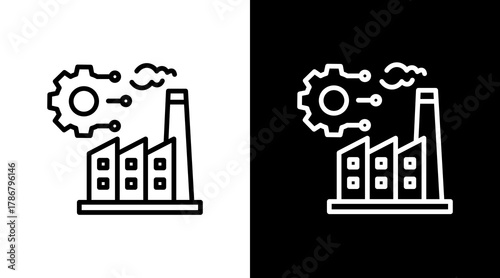 Digitalization Industry  White Icon Set Design