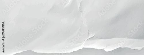 White paper background with a torn texture. The background features a soft, white color, adding a subtle, artistic touch. Paper texture background vector. White background.