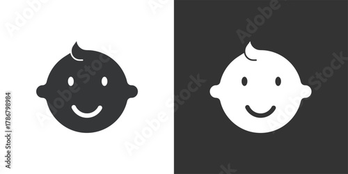 Smiling Baby Face icon. Solid glyph series icon