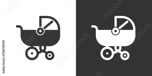 Baby Stroller icon. Solid glyph series icon