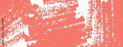 Coral grunge background with a textured, distressed style. The coral color dominates the background, creating a bold, artistic look. Brush stroke texture background. Red background vector.