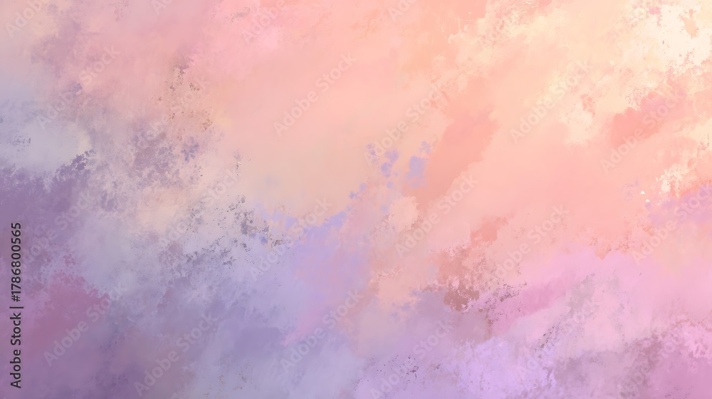 Obraz premium Abstract painted background featuring a soft blend of pastel pink, orange, and purple colors.