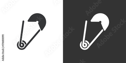 Safety Pin icon. Solid glyph series icon