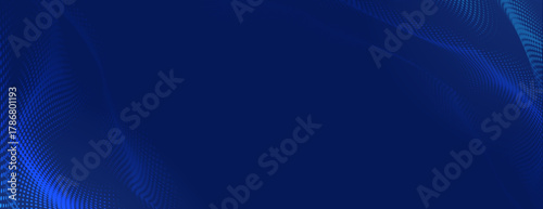 Dark blue background with a digital wave pattern. The blue background features a smooth, flowing texture with subtle gradients. Vector. Shiny gradient wave background. Blue background vector.