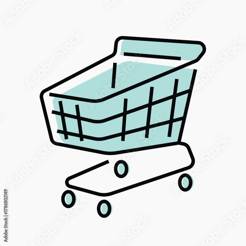 Shopping cart icon, line art design vector