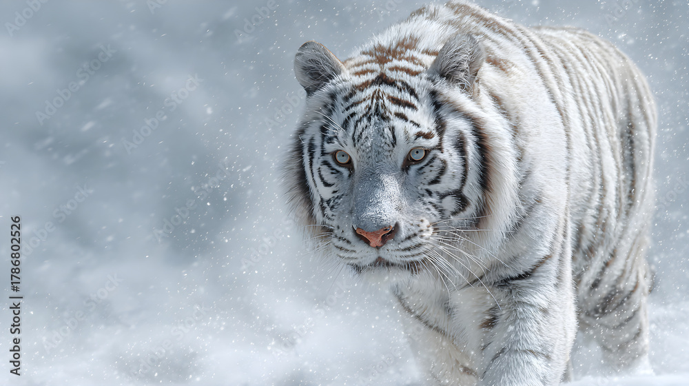 Fototapeta premium white tiger in the snow