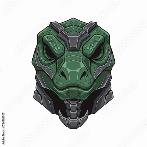 Topi tentara hijau dengan desain kepala alien dan robot ilustrasi vektor