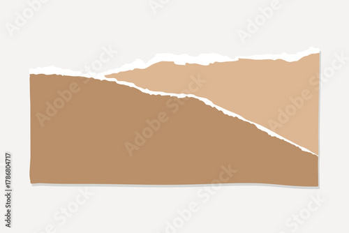 Abstract torn paper collage with beige and brown layers, element vector