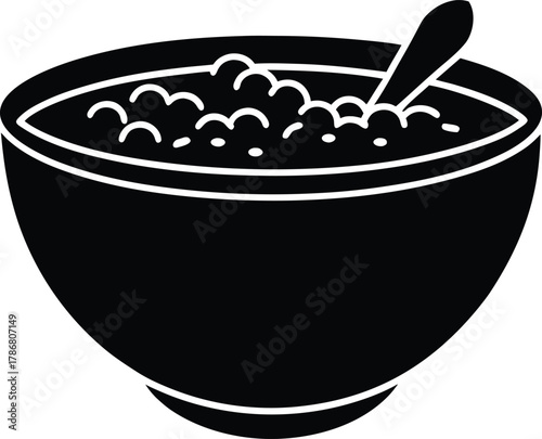 Simple muesli bowl icon with healthy ingredients