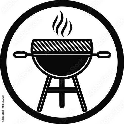 Outback barbecue plate icon with food elements