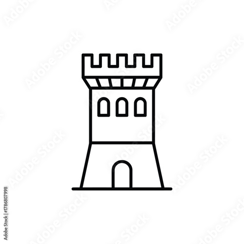 Simple outline icon of a medieval castle tower
