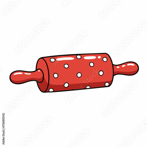 Rolling pin with red and white pattern, rolling pin for flattening dough or pastry, cooking and baking tool. Kitchen rolling pin perfect for creating homemade pastries and desserts with ease.