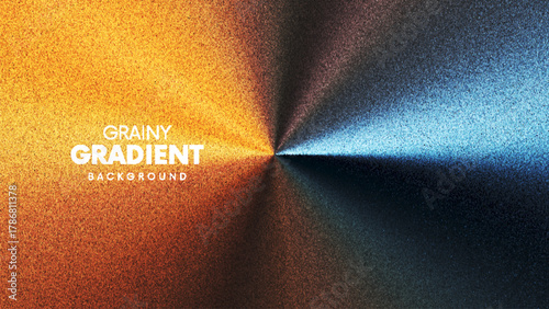Abstract grainy circular gradient background blending warm cool tones created from thousands of individual dots. Dynamic grainy gradient design focusing light towards the center for futuristic visual